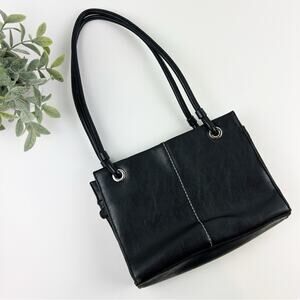 Vintage Style Black Leather Shoulder Bag Purse